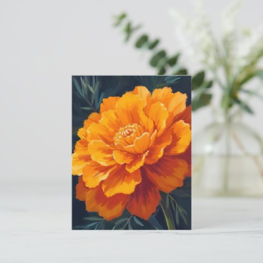 Marigold Flower | Watercolor Floral Painted Card (Staand voorkant)