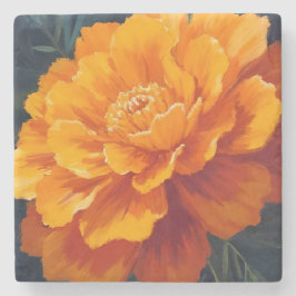 Marigold Flower | Watercolor Floral Painting Stenen Onderzetter