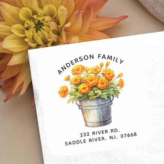 Marigold Flowers Adreslabel Sticker