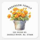 Marigold Flowers Adreslabel Sticker (Voorkant)