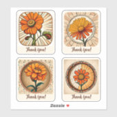 Marigold Flowers Groovy Retro gepersonaliseerd Sticker (Vel)