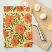 Marigold Flowers Patroon Theedoek (Quarter Fold)