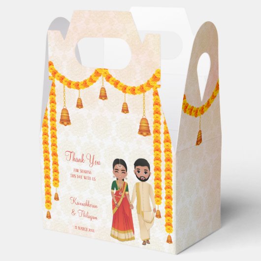 Marigold garlands bells met Tamil Telugu bruiloft Bedankdoosjes (Geopend)
