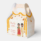 Marigold garlands bells met Tamil Telugu bruiloft Bedankdoosjes (Voorkant Zijde)