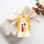 Marigold garlands bells met Tamil Telugu bruiloft Cadeaulabel
