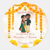 Marigold garlands bells met Tamil Telugu bruiloft Ronde Sticker (Voorkant)