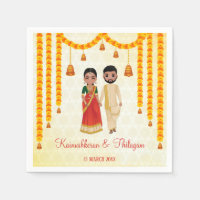 Marigold garlands bells met Tamil Telugu bruiloft