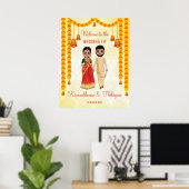 Marigold garlands bells met Tamil Telugu welkom Poster (Thuiskantoor)