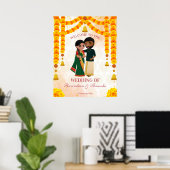 Marigold garlands bells met Tamil Telugu welkom Poster (Thuiskantoor)