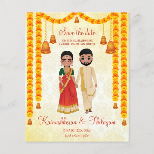 Marigold garlands bells Tamil Telugu op de datum (Voorkant)