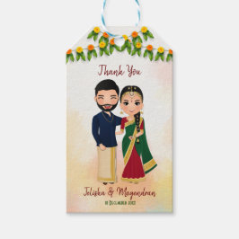 Marigold garlands met een hindoekoppel Tamil bruil Cadeaulabel