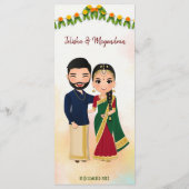 Marigold garlands met een hindoekoppel Tamil bruil Menu (Achterkant)