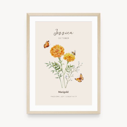 Marigold Geboortemaand Bloem Poster