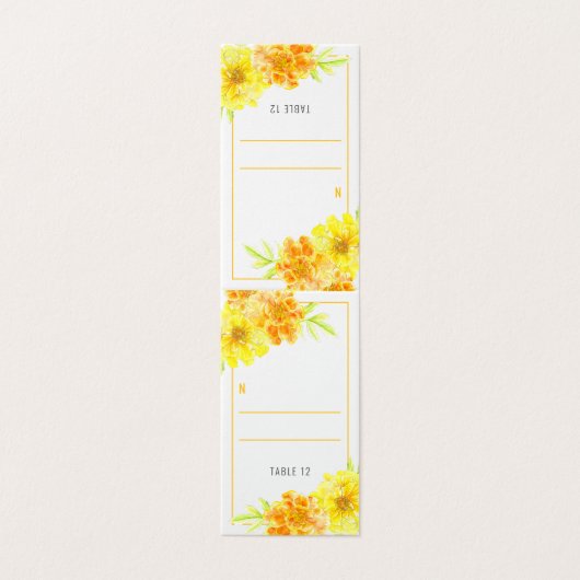 Marigold geel waterverf kunst bruiloft gast kaart (Buitenkant ongevouwen)