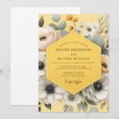 Marigold Grey Anemone Wedding Kaart (Voorkant / Achterkant)