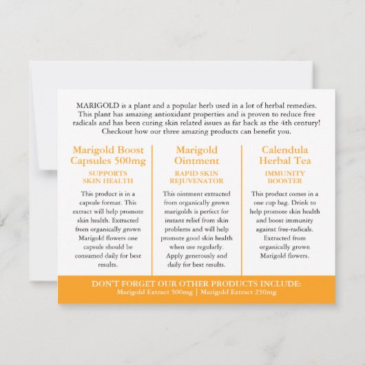 Marigold herbalists medicinal three products info (Achterkant)