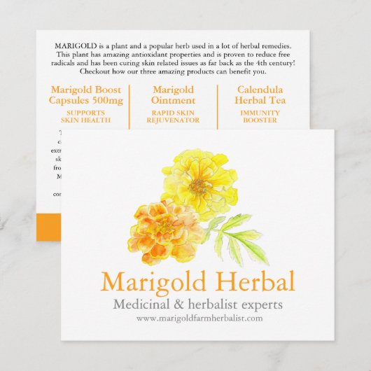 Marigold herbalists medicinal three products info (Voorkant / Achterkant)