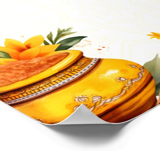 Marigold Joint Haldi ceremonie welkomstteken Poster (Hoek)