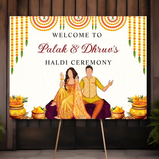 Marigold Joint Haldi ceremonie welkomstteken Poster