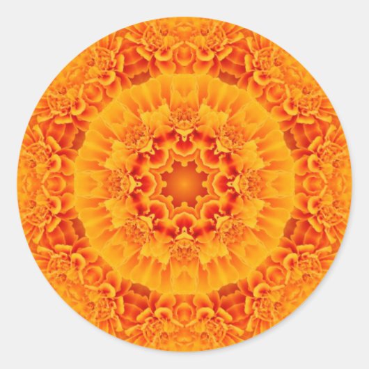 Marigold Mandala Ronde Sticker (Voorkant)