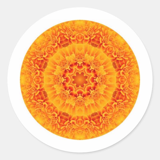 Marigold Mandala Ronde Sticker (Voorkant)