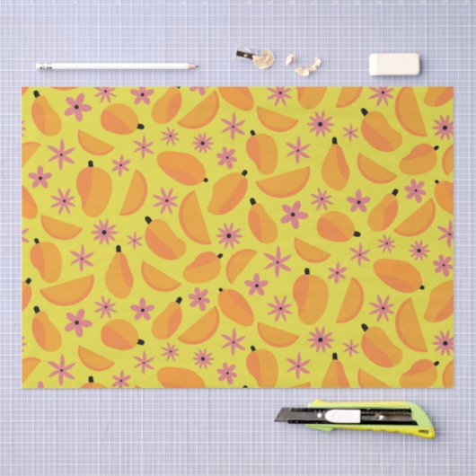 Marigold Mango Fruit en bloemen Patroon Tissuepapier (Craft)