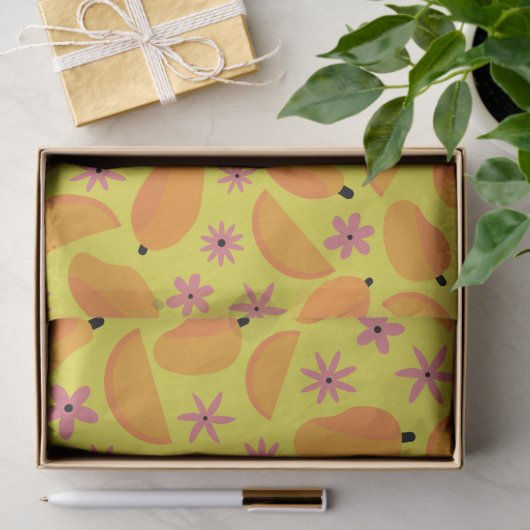 Marigold Mango Fruit en bloemen Patroon Tissuepapier (Geschenk)