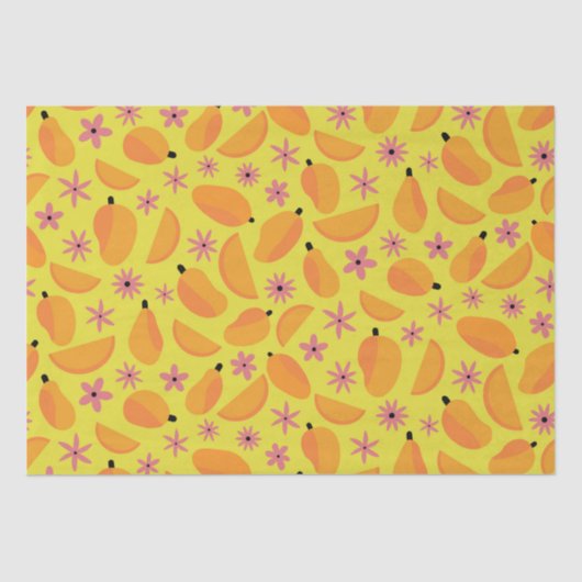 Marigold Mango Fruit en bloemen Patroon Tissuepapier (Voorkant)