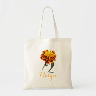 Marigold met een oranje margie-bibliotheektas tote bag