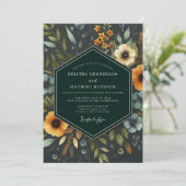 Marigold Nocturnal Bloom Wedding Kaart (Staand voorkant)