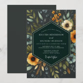 Marigold Nocturnal Bloom Wedding Kaart (Voorkant / Achterkant)