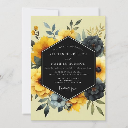 Marigold Noir Luminous Wedding Kaart (Voorkant)