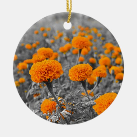 Marigold of Tagetes bloemen Keramisch Ornament (Voorkant)