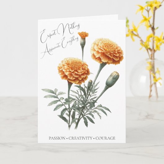 Marigold Oktober Geboorte Bloem Verjaardag Kaart (Gele Bloem)