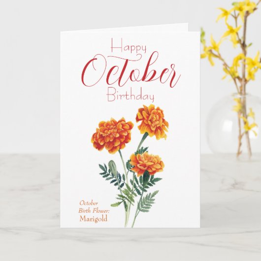 Marigold Oktober geboortedag Kaart (Gele Bloem)