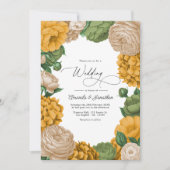 Marigold, Olive & Warm Cream Floral Wedding Kaart (Voorkant)