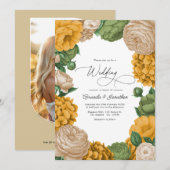 Marigold, Olive & Warm Cream Floral Wedding Kaart (Voorkant / Achterkant)