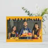 Marigold Orange Traditional Photo Happy Diwali  Feestdagenkaart (Staand voorkant)