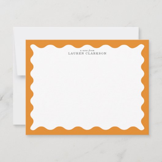Marigold Orange Wavy Frame Note Card Kaart (Voorkant)
