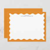 Marigold Orange Wavy Frame Note Card Kaart (Voorkant / Achterkant)