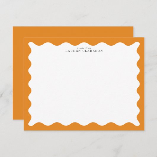 Marigold Orange Wavy Frame Note Card Kaart (Voorkant / Achterkant)