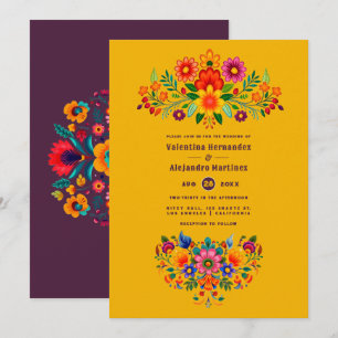 Marigold & Plum Mexicaanse Folk Art Fiesta Bruilof Kaart
