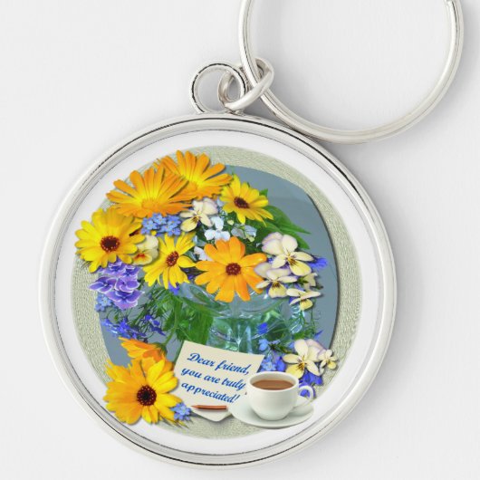 MARIGOLD POSY ~ Premium Round Friendship Sleutelha Sleutelhanger (Voorkant)