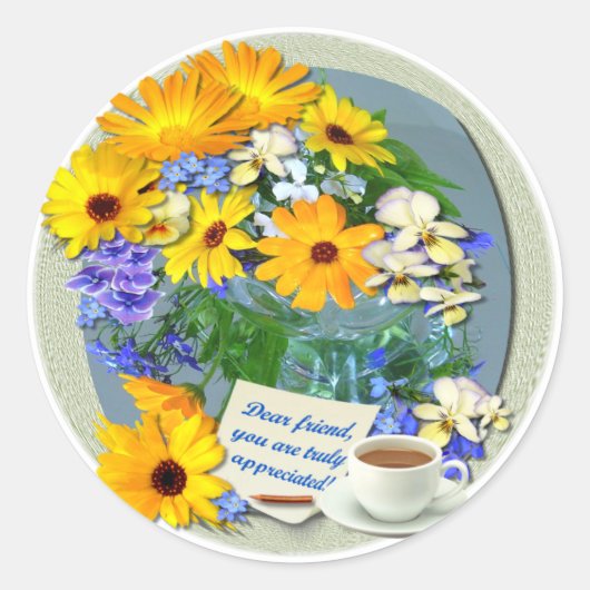 MARIGOLD POSY ~ Vriendschap Bord Ronde Sticker (Voorkant)