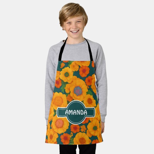Marigold Regenboog Kleurrijk Gepersonaliseerd Patr Schort (Gedragen)