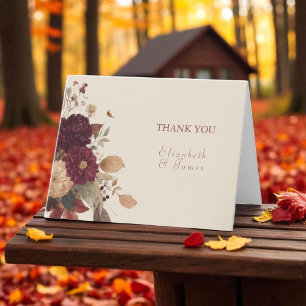 Marigold Rustic Boho Herfst Bloemen Huwelijk Bedankkaart