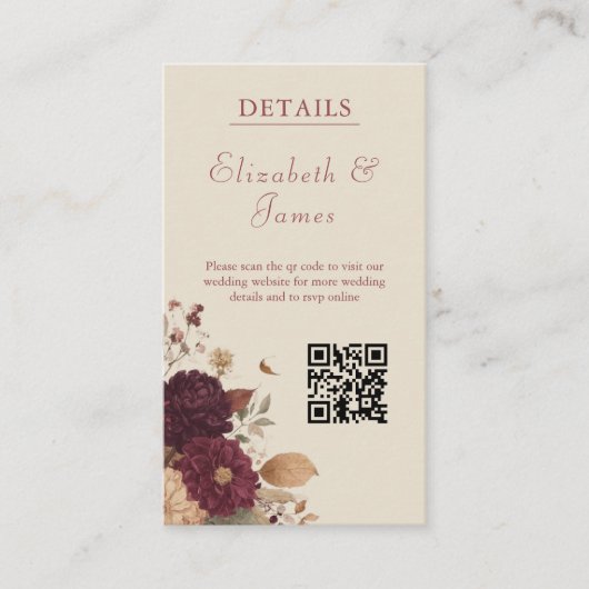 Marigold Rustic Boho Herfst Bloemen Huwelijk Informatiekaartje (Voorkant)