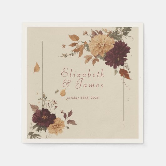 Marigold Rustic Boho Herfst Bloemen Huwelijk Servet (Voorkant)