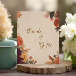 Marigold Rustic Floral Wedding Cards & Gifts Sign Foto Afdruk