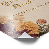 Marigold Rustic Floral Wedding Guest Book Sign Foto Afdruk (Hoek)